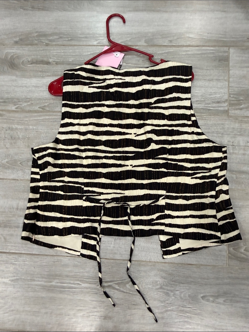 Avec Les Filles Black & Cream gold Striped Button-Front Sleeveless Vest XL - Picture 5 of 5